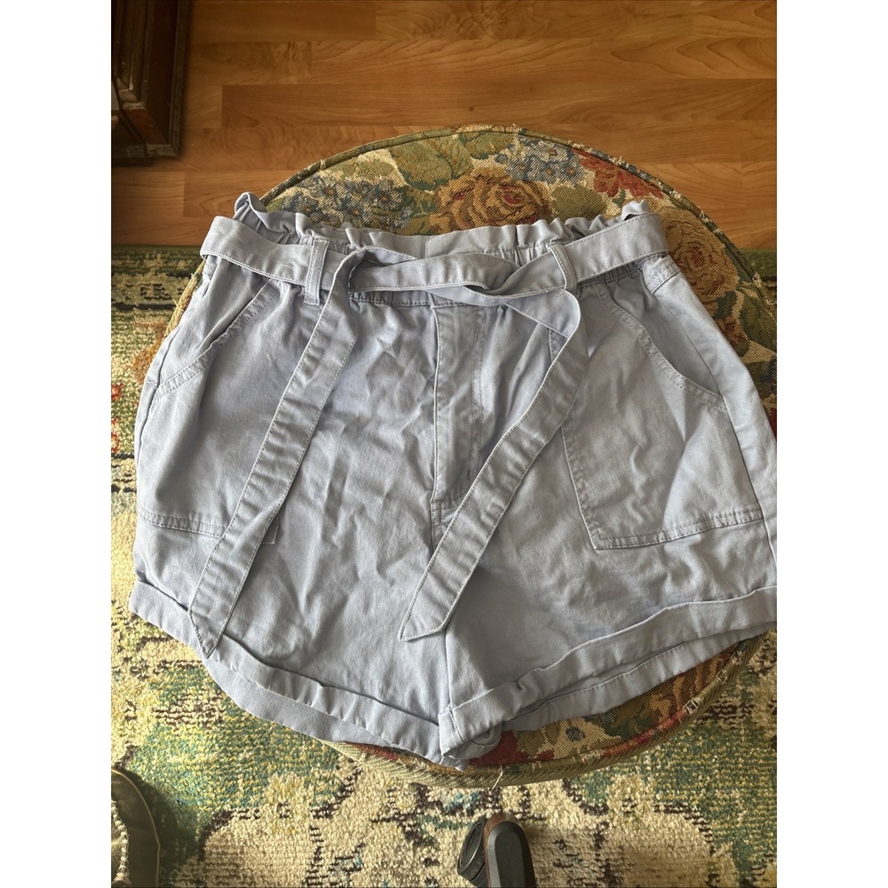 Women's Tie Ruffle Waist Belted Shorts Periwinkle Blue Refuge XL